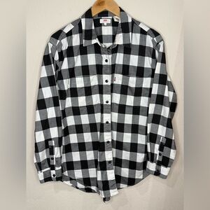 Levi’s Buffalo Plaid Shirt Black/White Long Sleeve Oversized Women’s Size Small